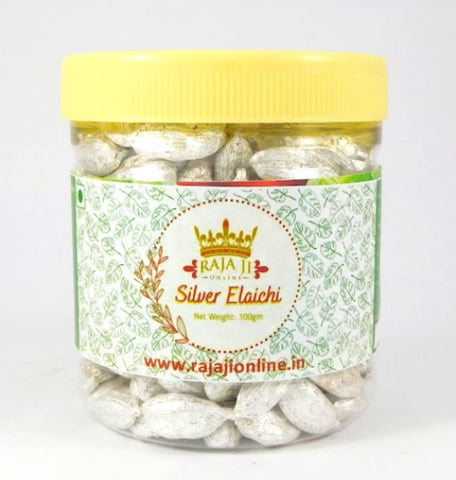 Silver Elaichi Mukhwas | Silver Coated Cardamom Mouth Freshener | Silver Coated Natural Hari Elaichi