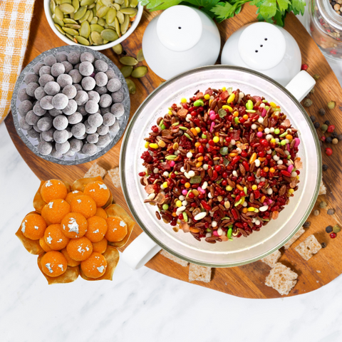 Diwali Gift Hamper Khatta Meetha - Combo of Mukhwas Churan and Sweets - Small