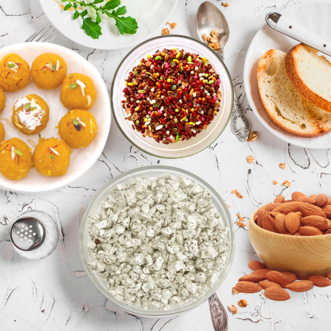 Diwali Superstar Gift Hamper - Combo of Mukhwas, Silver Coated Supari, Churan and Sweets - Medium